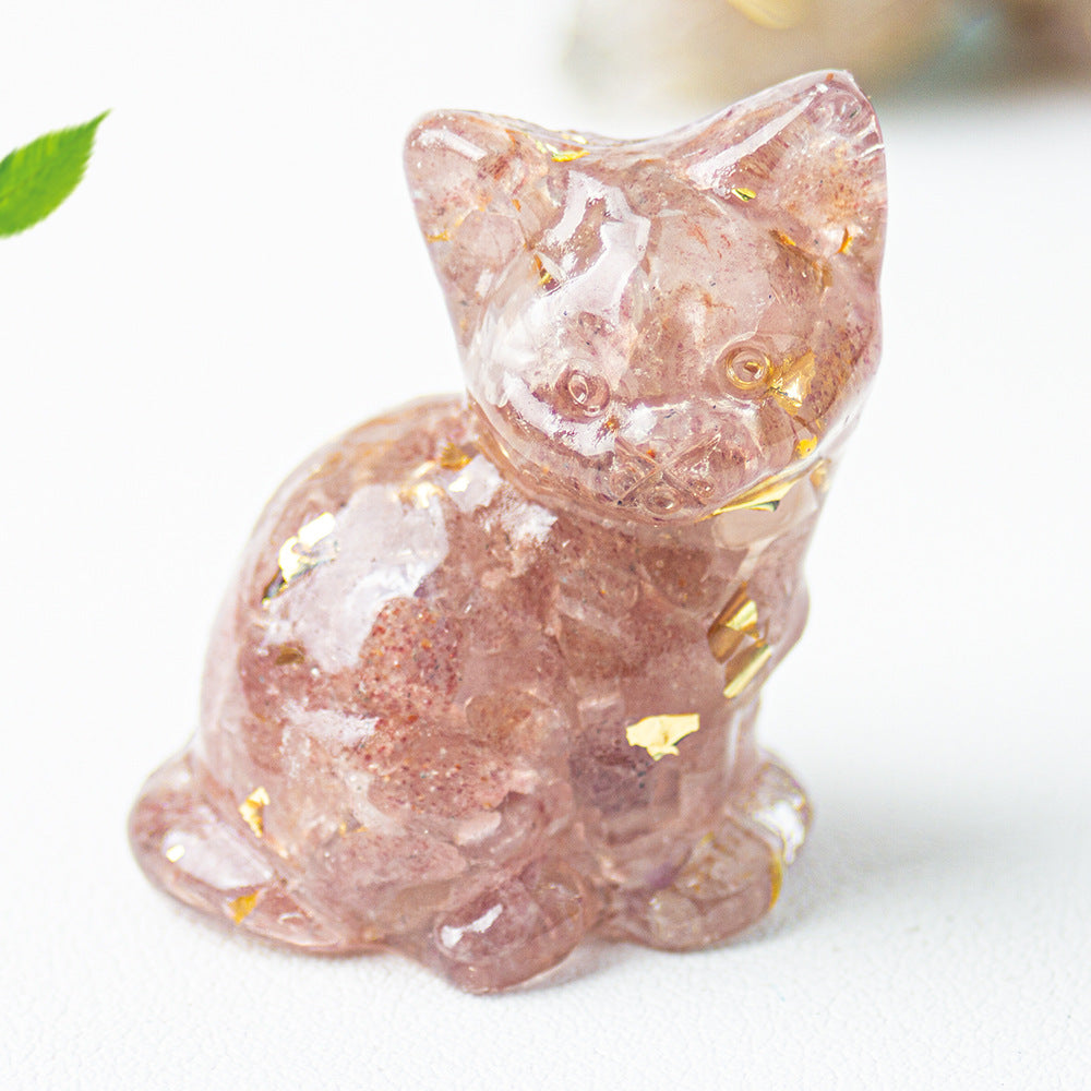 Wholesale Natural crystal gravel cute cat ornaments